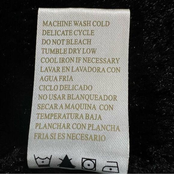 Green Tea Woman Black High Pile Fleece Fur Zipper Long Sleeve Teddy Jacket XL - Picture 8 of 11